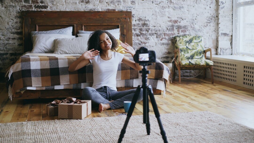 young influencer filming